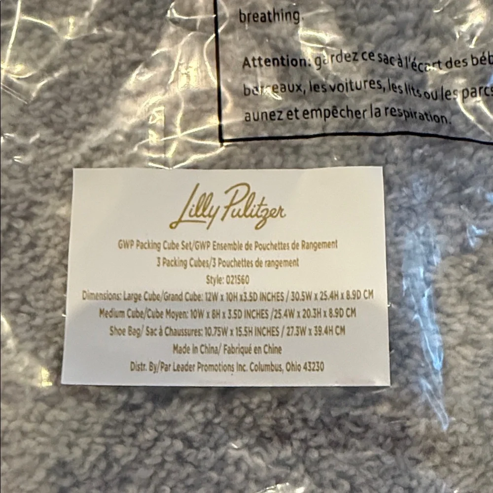 Lilly Pulitzer White Tag with Gold Logo Packing Cube Set - Picture 2 of 2